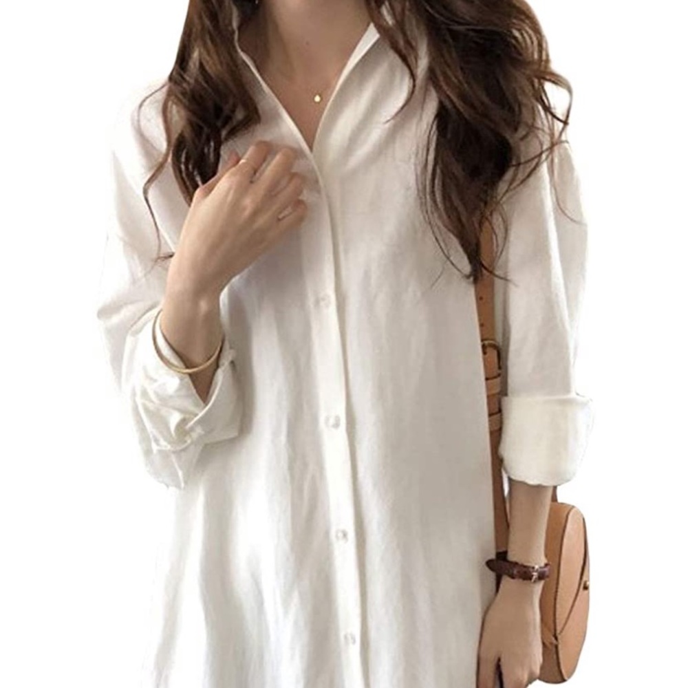 Button down cotton blouse maxi dress